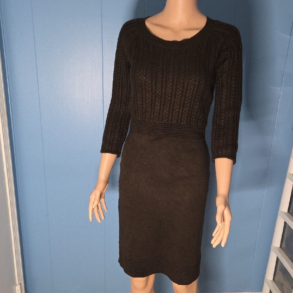 The Limited Black Cable-Knit Midi Sheath Dress